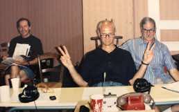 James Mallinson, producer, Robert Woods, producer, Jack Renner, recording engineer in Gramat, France recording Robert Shaw Vespers 1987